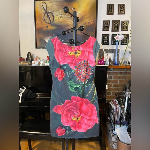 Desigual Floral Midi Dress in Pink and Green - Picture 1 of 6